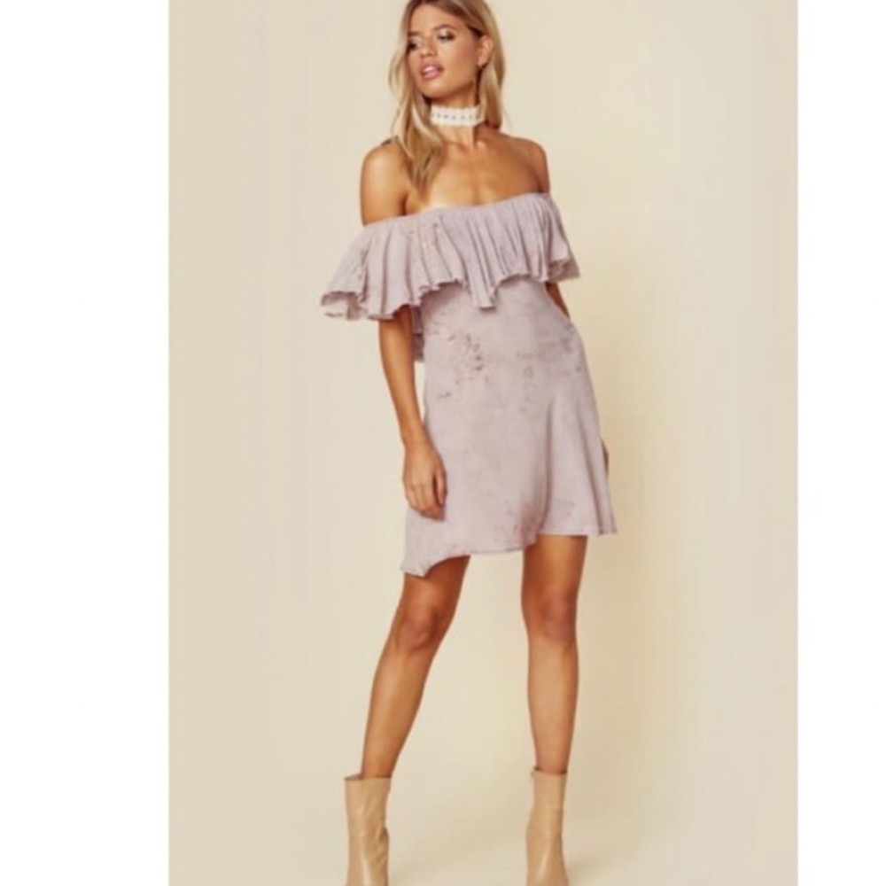Planet Blue Blue Life Aphrodite Ruffle Off-the-Shoulder Mini Dress